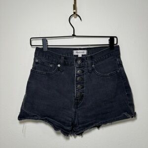 Madewell Jean Shorts Women's Size 26 Black High Rise Boy Shorts Button Front
